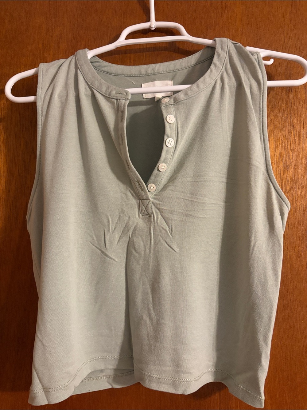 Lou & Grey Sleeveless Henley Crop Top in Sage